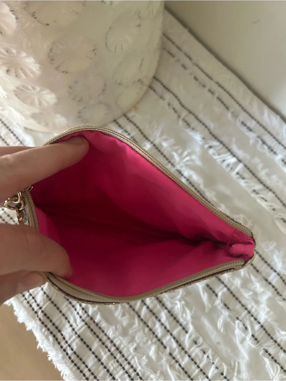 Bath & Body Works Glitter Clutch Cosmetic Bag Zippered Beauty Organizer